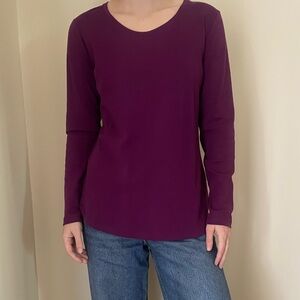 New Isaac Mizrahi Essentials Purple Cotton Long-Sleeve Shirt Size Small